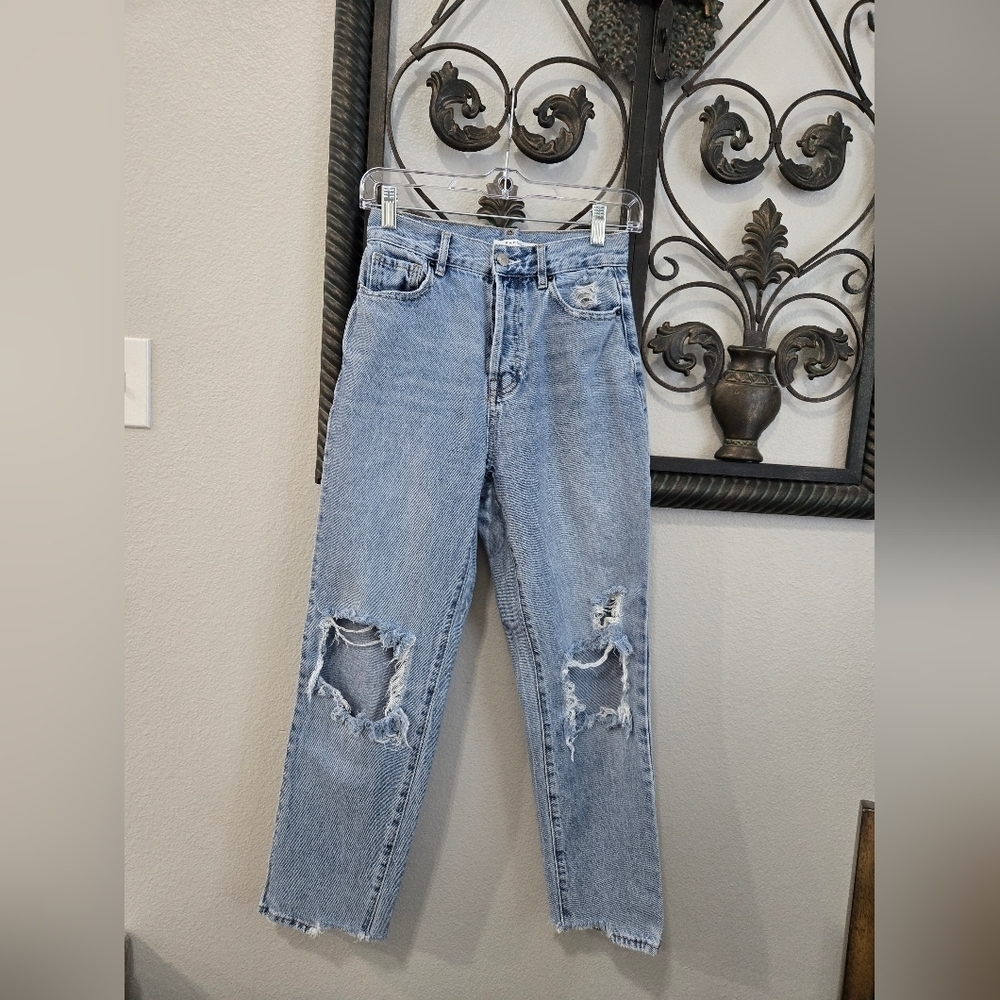 PacSun High Rise Ripped Straight Leg Jeans - Picture 2 of 10